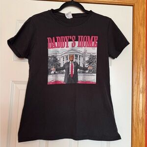 Black Graphic T-Shirt with red Lettering “daddy’s home”